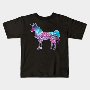 Galaxy Unicorn on Black - Fantasy Butcher Cuts of Meat Kids T-Shirt